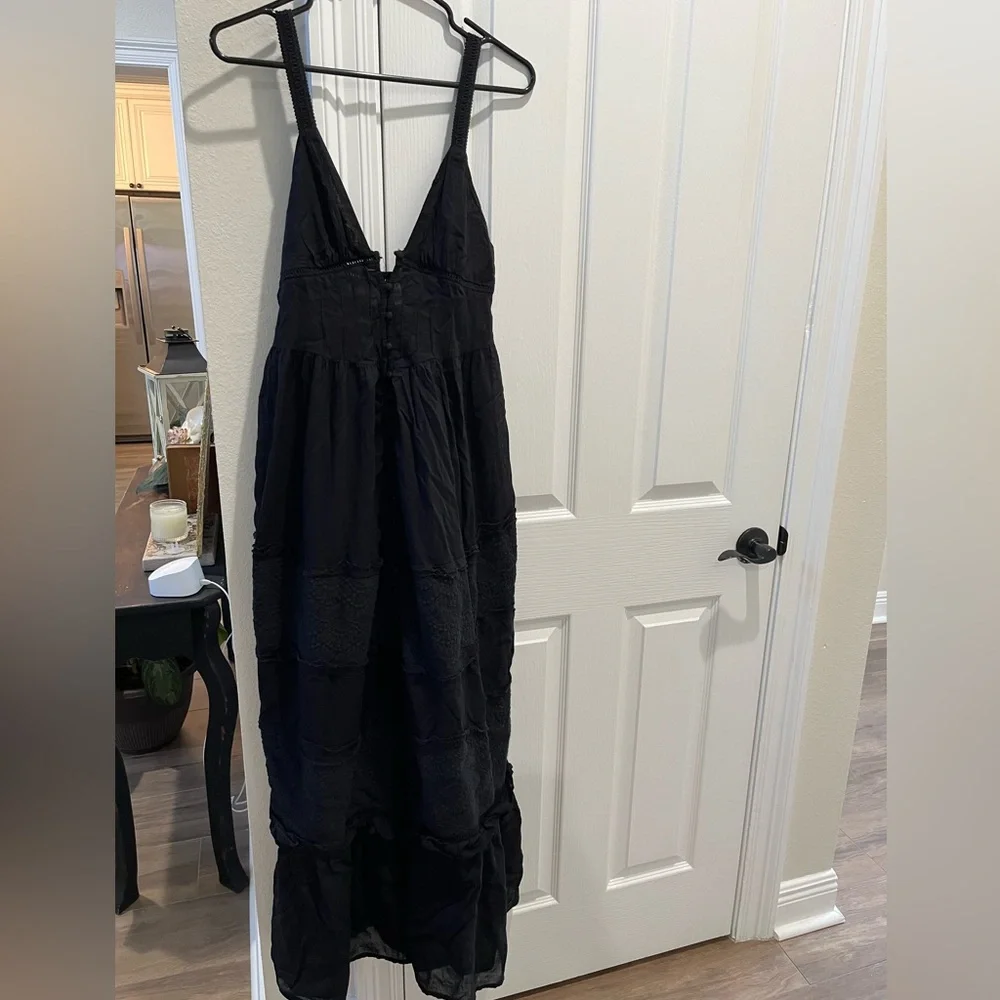 Free People Intimately Isabella Button Front Tiered Lace Maxi Slip Dress XS - Picture 6 of 13